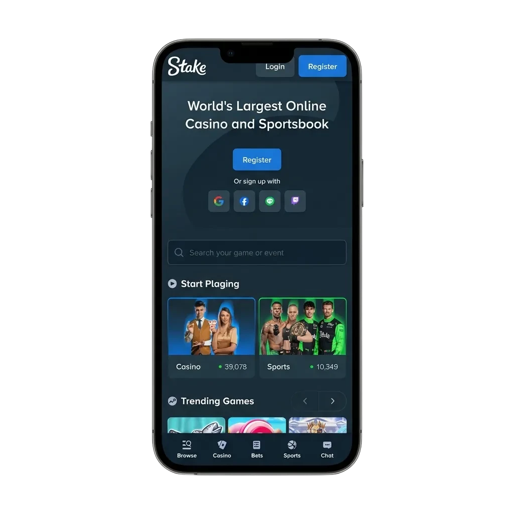 Stake mobile interface on Android and iPhone