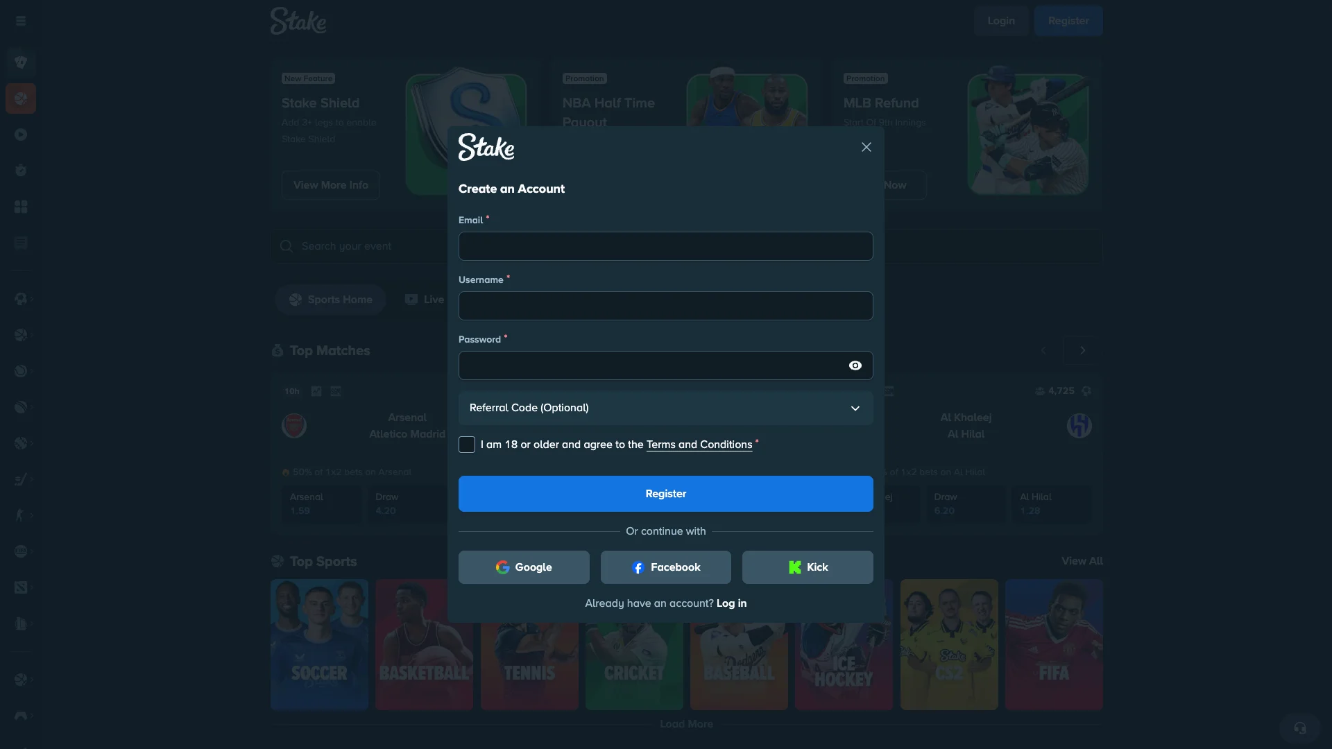 Account registration