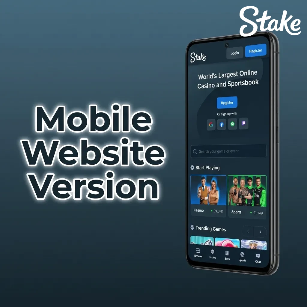 Stake website displayed in a mobile browser